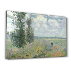 Claude Monet Argenteuil Gelincik Tarlası - Yatay Temperli Cam Tablo Modelleri ve Fiyatları | Tablobudur