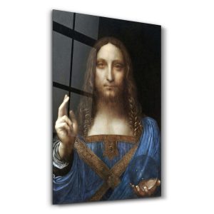 Leonardo da Vinci Salvator Mundi Başyapıtı - Dikey Temperli Cam Tablo Modelleri ve Fiyatları | Tablobudur