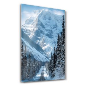 Beyaz Zirveler Arasında Kış Vadisi - Dikey Temperli Cam Tablo Modelleri ve Fiyatları | Tablobudur