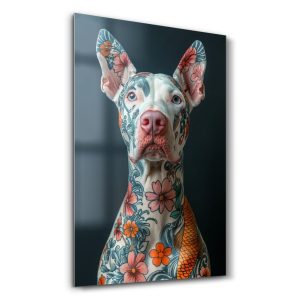 Botanik Desenli Modern Bulldog - Dikey Temperli Cam Tablo Modelleri ve Fiyatları | Tablobudur