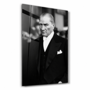 Cumhuriyet Dönemi Takım Elbiseli Atatürk - Dikey Temperli Cam Tablo Modelleri ve Fiyatları | Tablobudur