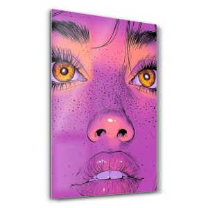 Fuji Pembe Tonlu Pop Art Kadın Portresi - Dikey Temperli Cam Tablo Modelleri ve Fiyatları | Tablobudur