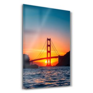Kızıl Akşamda San Francisco Golden Gate - Dikey Temperli Cam Tablo Modelleri ve Fiyatları | Tablobudur