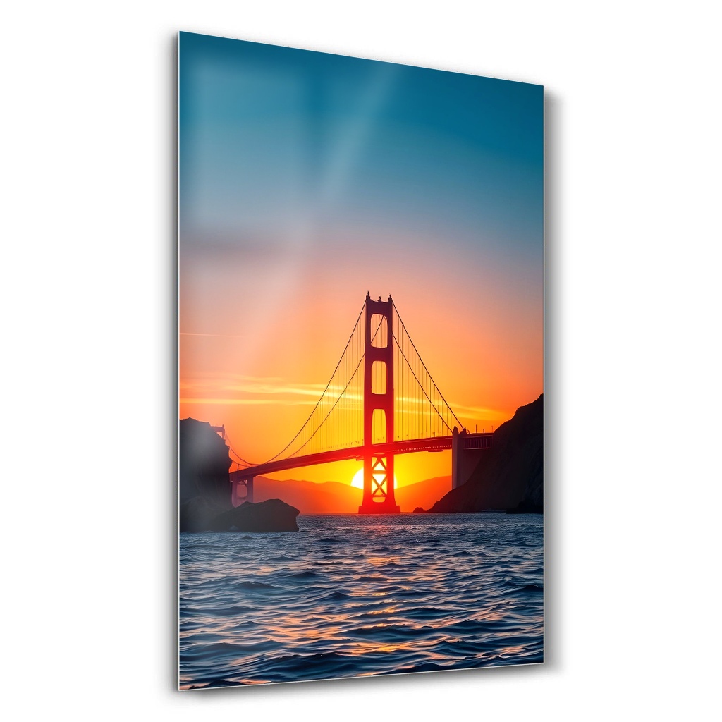 Kızıl Akşamda San Francisco Golden Gate - Dikey Cam Tablo Modelleri Kızıl Akşamda San Francisco Golden Gate - Dikey Temperli Cam Tablo Modelleri ve Fiyatları | Tablobudur