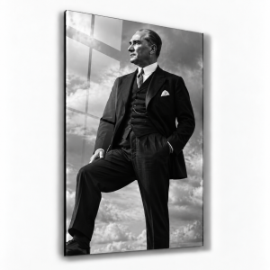 Klasik Cumhuriyet Dönemi Atatürk Portresi - Dikey Temperli Cam Tablo Modelleri ve Fiyatları | Tablobudur