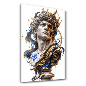 Kraliyet Taçlı Neoklasik Büst Pop Art - Dikey Temperli Cam Tablo Modelleri ve Fiyatları | Tablobudur