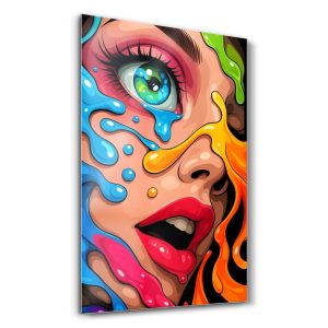 Pop Art Duygusal Portre - Dikey Temperli Cam Tablo Modelleri ve Fiyatları | Tablobudur