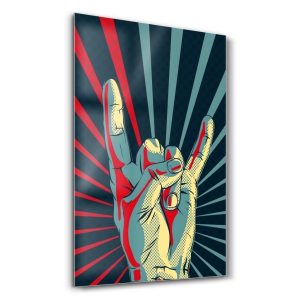 Pop Art Müzik ve Özgürlük Sembolü - Dikey Temperli Cam Tablo Modelleri ve Fiyatları | Tablobudur