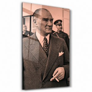 Sepya Tonlu Gazi Mustafa Kemal Portresi - Dikey Temperli Cam Tablo Modelleri ve Fiyatları | Tablobudur
