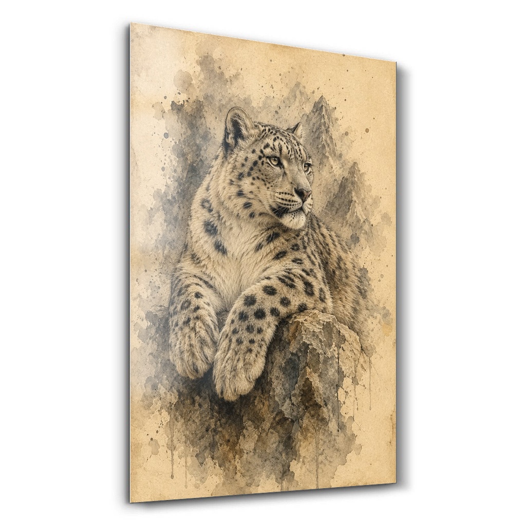 Suluboya Dokulu Benekli Kar Leoparı - Dikey Cam Tablo Modelleri Suluboya Dokulu Benekli Kar Leoparı - Dikey Temperli Cam Tablo Modelleri ve Fiyatları | Tablobudur