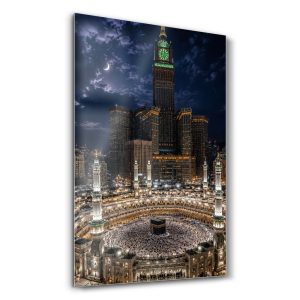 Gece Işıklarında Mekke-i Mükerreme - Dikey Temperli Cam Tablo Modelleri ve Fiyatları | Tablobudur