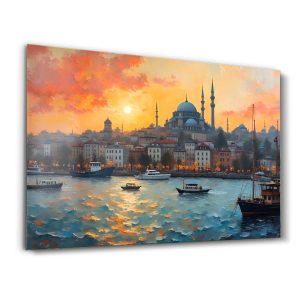 Haliç Ufkunda İstanbul Camileri - Yatay Temperli Cam Tablo Modelleri ve Fiyatları | Tablobudur